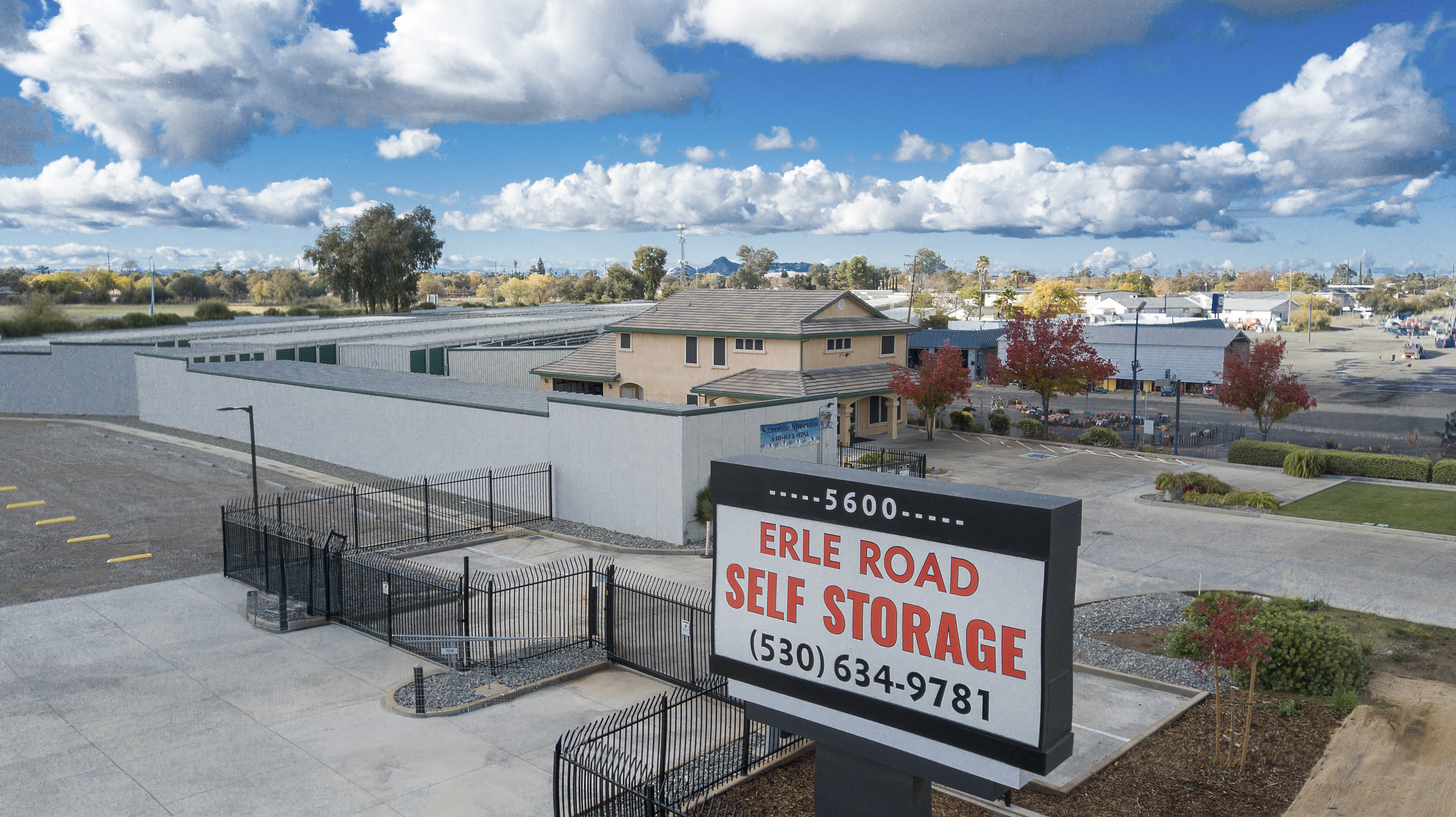 Image features gated pin-pad entry and exit for both RV storage and alarmed storage units 